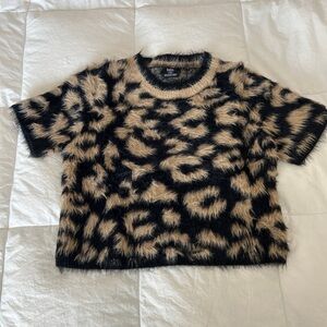 Dressed in LALA Black and Tan Fuzzy Sweater